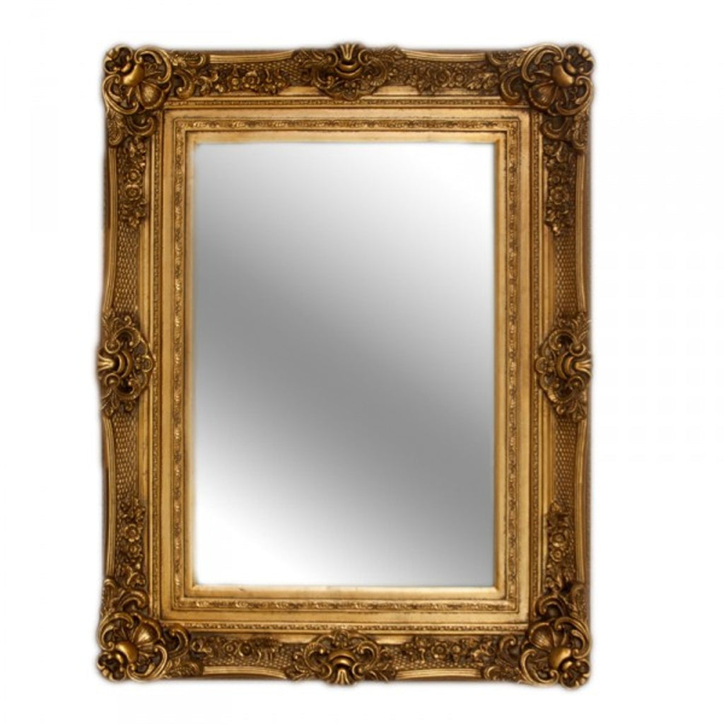 Casa Padrino Barock Wandspiegel Gold Antik-Look Höhe 121 cm, Breite 90 cm - Massiv & Prunkvoll