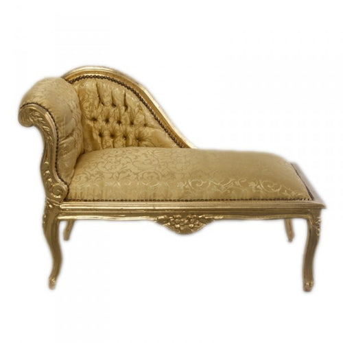 Casa Padrino Barock Kinder Chaiselongue Gold Muster / Gold - Tron Barock Möbel - 109 x 49 x 72 cm