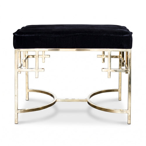 Casa Padrino Art Deco Luxus Hocker Edelstahl Schwarz / Gold - Vintage Jugendstil Möbel (KI Studio)