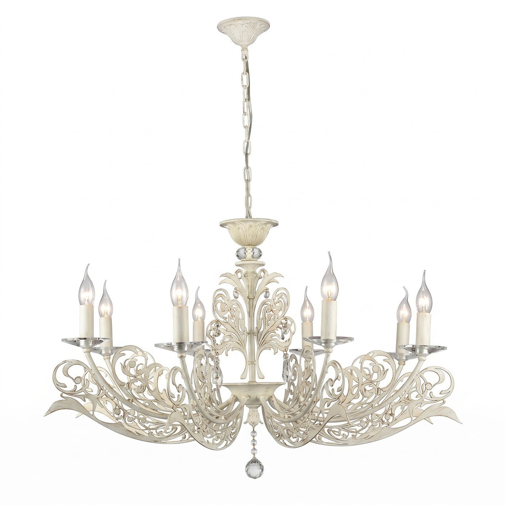 Casa Padrino Barock Kristall Decken Kronleuchter Weiß Gold Antik Stil - Durchmesser 58 cm, Höhe 92 cm (KI Studio)