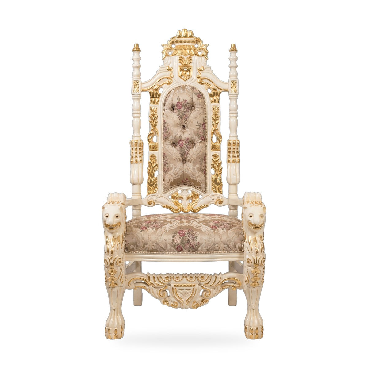 Casa Padrino Barock Thron Sessel Weiß Gold Muster (KI Studio)