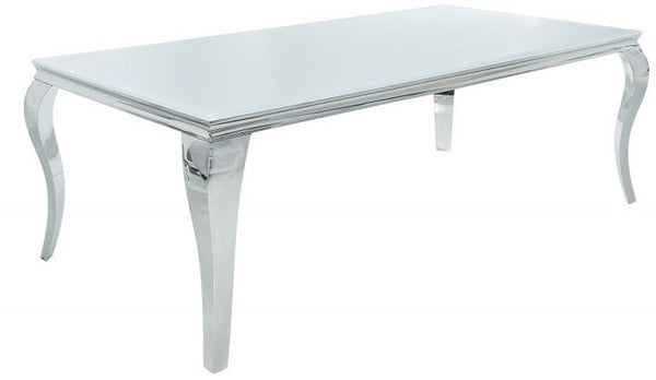 Casa Padrino table à manger design 180 cm Blanc / Argent - Modern Baroque