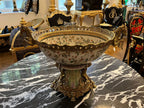 Casa Padrino Jugendstil Porzellan Schüssel Mehrfarbig / Messing 63 x 38 x H. 41 cm - Prunkvolle Porzellan Schale - Barock & Jugendstil Deko Accessoires