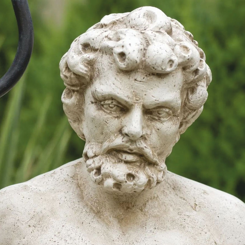 Casa Padrino Jugendstil Skulptur Neptun mit Fisch Weiß / Braun / Schwarz H. 74 cm - Garten & Terrassen Deko Figur - Made in Italy