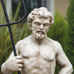 Casa Padrino Jugendstil Skulptur Neptun mit Fisch Weiß / Braun / Schwarz H. 74 cm - Garten & Terrassen Deko Figur - Made in Italy