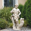 Casa Padrino Jugendstil Skulptur Neptun mit Fisch Weiß / Braun / Schwarz H. 74 cm - Garten & Terrassen Deko Figur - Made in Italy