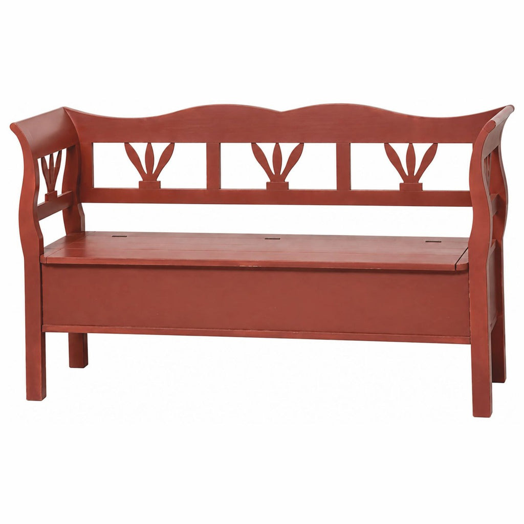 Casa Padrino Landhausstil Massivholz Sitzbank mit Stauraum Bordeauxrot 163 cm - Landhausstil Möbel