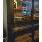 Casa Padrino Landhausstil Vitrine Schwarz / Naturfarben 195 x 70 x H. 223 cm