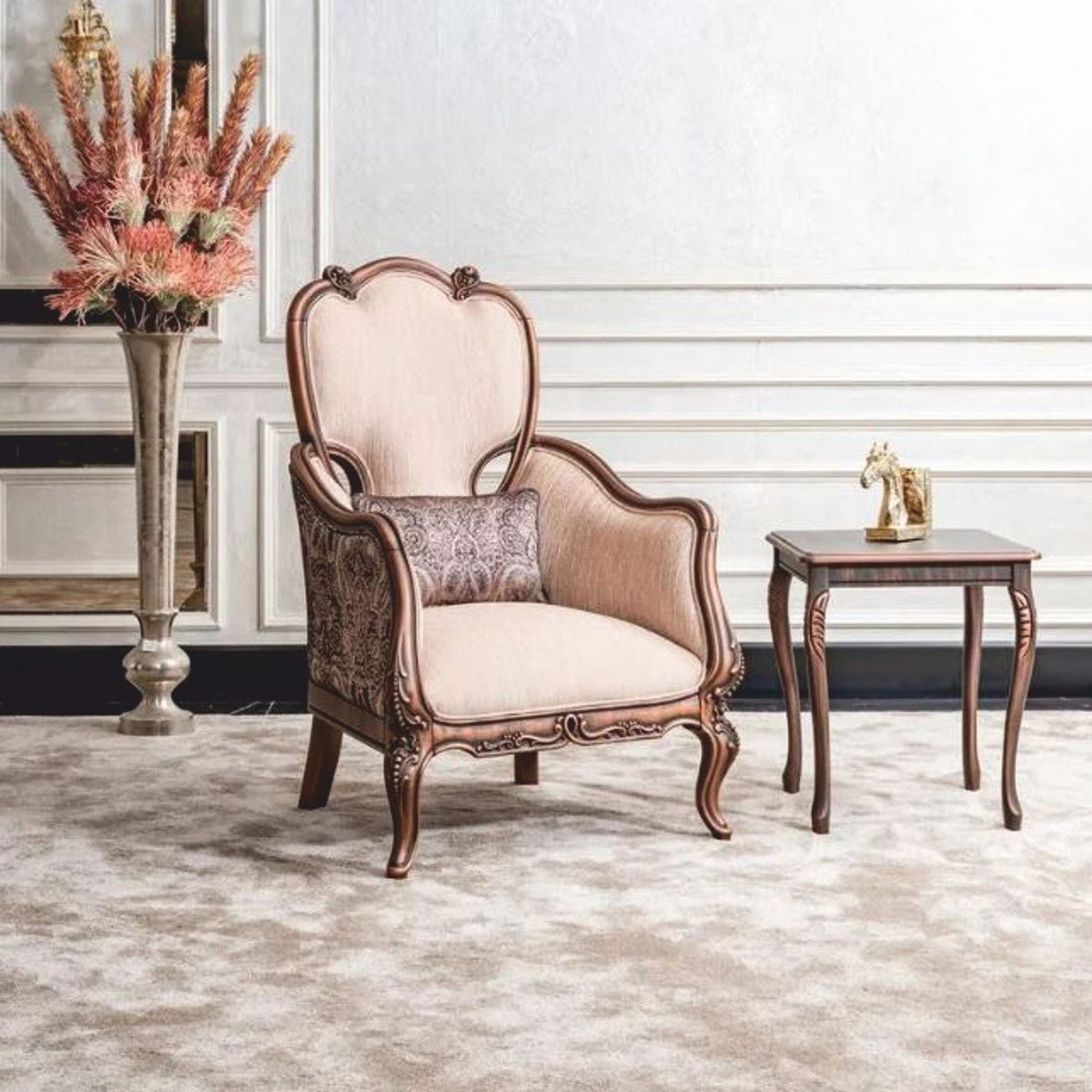 Casa Padrino Luxus Barock Beistelltisch Braun H. 57 cm - Barock Wohnzimmer Möbel