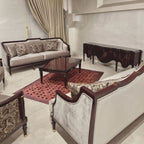 Casa Padrino Luxus Barock Couchtisch Rotbraun / Gold 110 cm - Barockstil Wohnzimmer Möbel