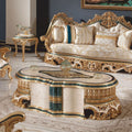 Casa Padrino Luxus Barock Couchtisch Weiß / Beige / Grün / Gold 165 cm - Barock Wohnzimmer Möbel