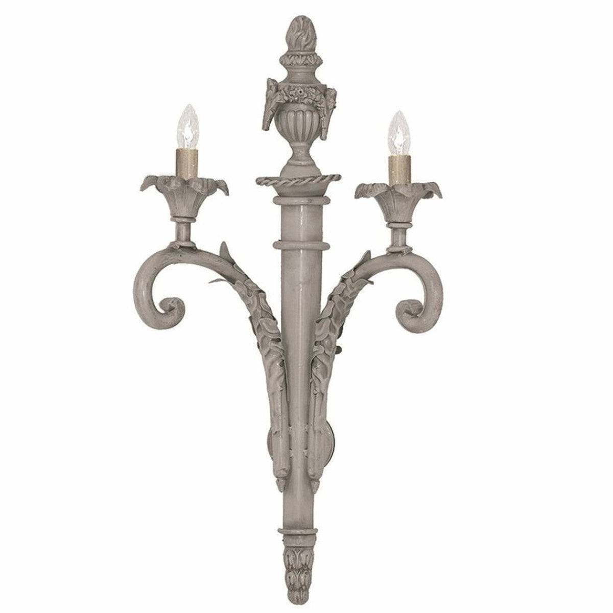 Casa Padrino Luxus Barock Schmiedeeisen Doppel Wandleuchte Grau H. 70 cm - Barock Leuchten