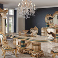 Casa Padrino Luxus Barock Esstisch Weiß / Beige / Grün / Gold 307 cm - Prunkvolle Barock Esszimmer Möbel