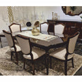 Casa Padrino Luxus Barock Esszimmer Set Creme / Dunkelbraun - 1 Barock Esstisch & 6 Barock Esszimmerstühle