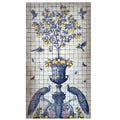 Casa Padrino Luxus Barock Keramik Wandgemälde Creme / Blau / Gelb / Lila H. 280 cm - Mosaik Fliesen Gemälde