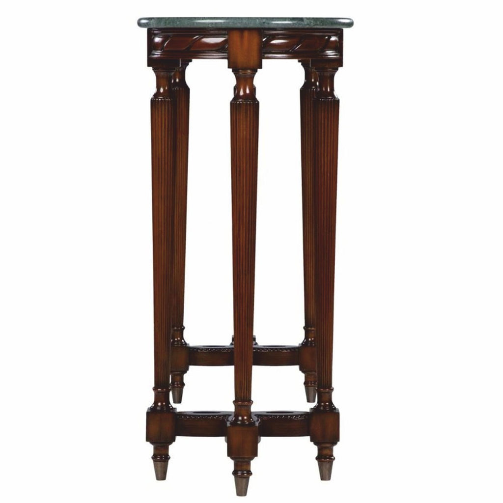 Casa Padrino Luxus Barock Mahagoni Konsole mit Marmorplatte Dunkelbraun / Grün 135 cm - Barock Möbel