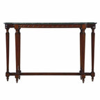 Casa Padrino Luxus Barock Mahagoni Konsole mit Marmorplatte Dunkelbraun / Grün 135 cm - Barock Möbel