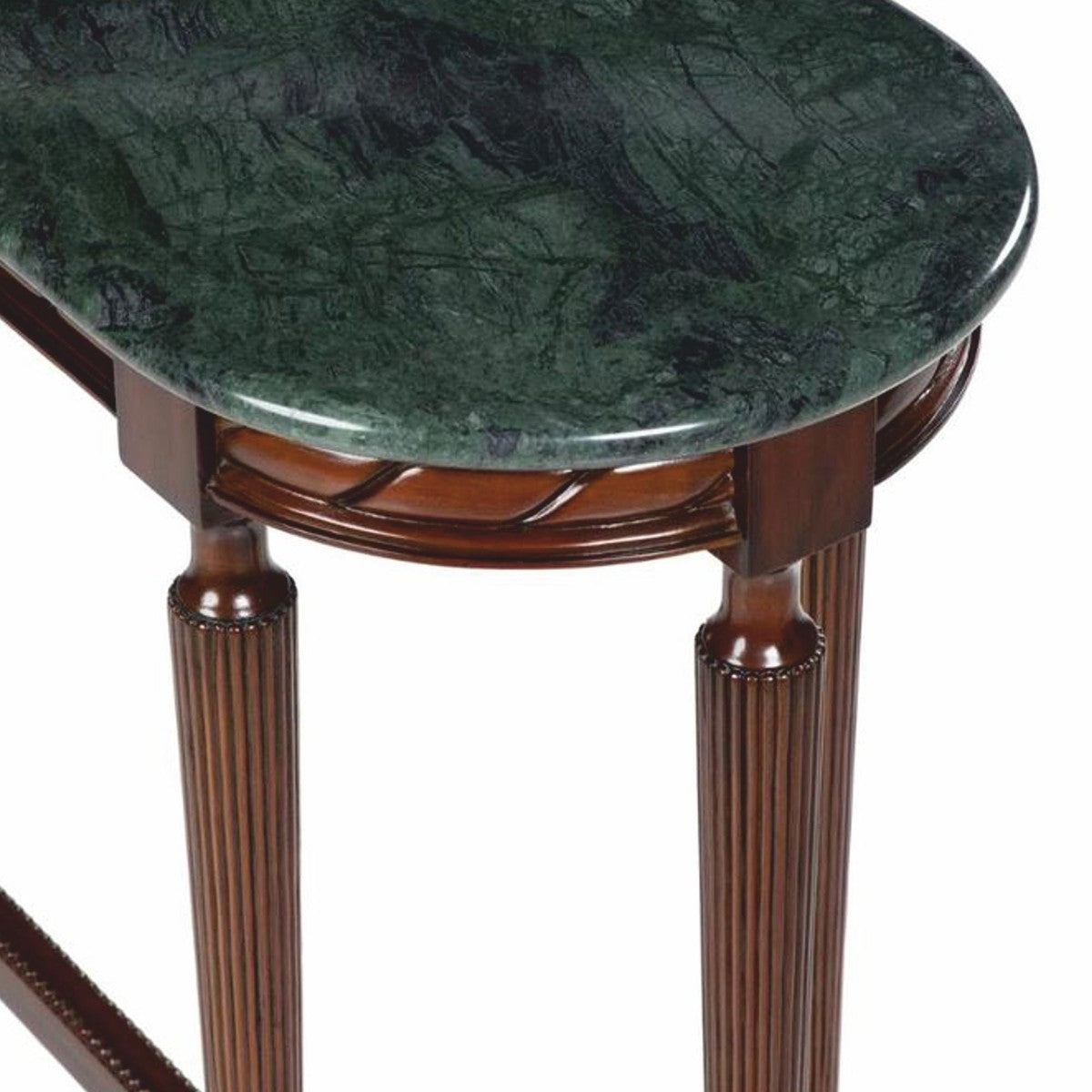 Casa Padrino Luxus Barock Mahagoni Konsole mit Marmorplatte Dunkelbraun / Grün 135 cm - Barock Möbel