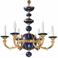 Casa Padrino Luxus Barock Porzellan Kronleuchter Dunkelblau / Gold Ø 72 cm - Made in Italy