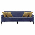 Casa Padrino Luxus Barock Samt Sofa Blau / Schwarz 240 cm - Barock Hotel & Wohnzimmer Möbel