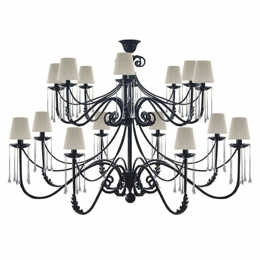 Casa Padrino Luxus Barock Schmiedeeisen Kronleuchter Schwarz / Grau Ø 160 x H. 114 cm
