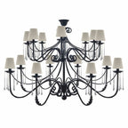 Casa Padrino Luxus Barock Schmiedeeisen Kronleuchter Schwarz / Grau Ø 160 x H. 114 cm