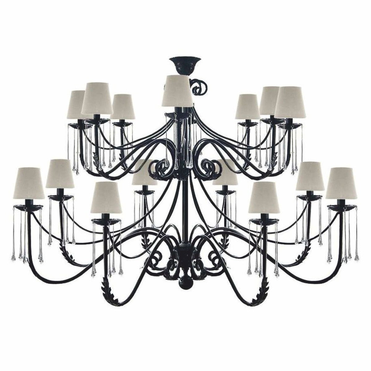 Casa Padrino Luxus Barock Schmiedeeisen Kronleuchter Schwarz / Grau Ø 160 x H. 114 cm