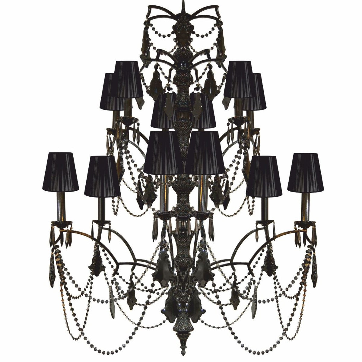 Casa Padrino Luxus Barock Schmiedeeisen Kronleuchter Schwarz Ø 105 x H. 142 cm - Edel & Prunkvoll