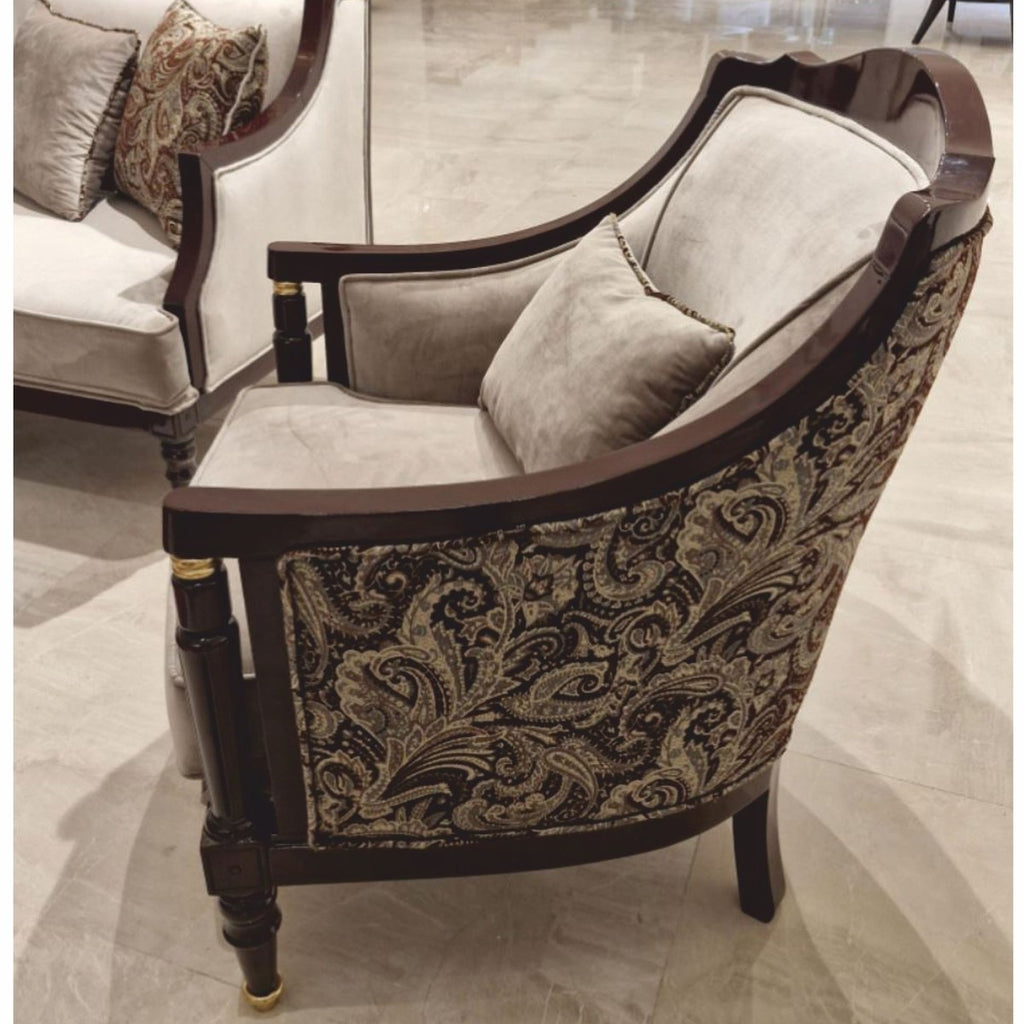 Casa Padrino Luxus Barock Sessel Grau / Rotbraun / Gold - Barockstil Wohnzimmer Möbel