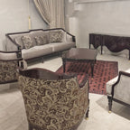 Casa Padrino Luxus Barock Sessel Grau / Rotbraun / Gold - Barockstil Wohnzimmer Möbel