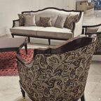 Casa Padrino Luxus Barock Sessel Grau / Rotbraun / Gold - Barockstil Wohnzimmer Möbel