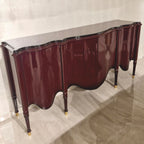 Casa Padrino Luxus Barock Massivholz Sideboard mit 4 Türen Rotbraun / Gold 215 cm - Barockstil Möbel