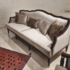 Casa Padrino Luxus Barock Samt Sofa Grau / Rotbraun / Gold 235 cm - Barockstil Wohnzimmer Möbel