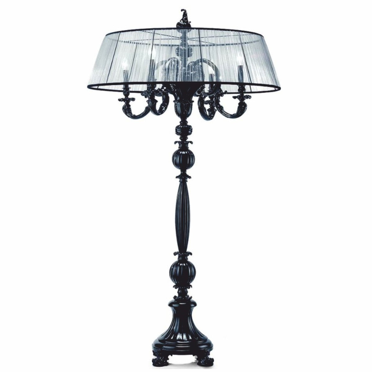 Casa Padrino Luxus Barock Porzellan Stehleuchte Schwarz H. 170 cm - Luxus Qualität - Made in Italy