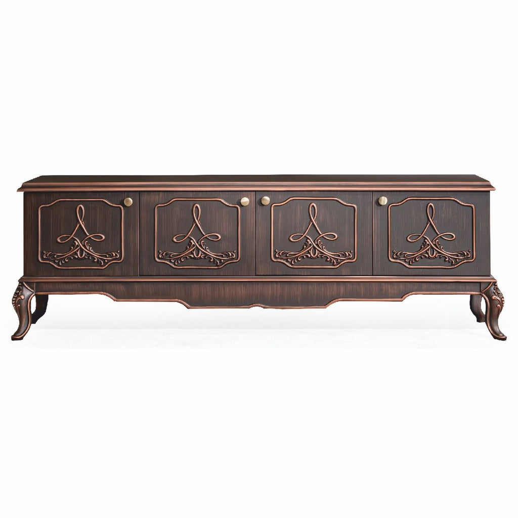Casa Padrino Luxus Barock TV Schrank Braun 200 cm - Barock Wohnzimmer Möbel