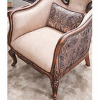 Casa Padrino Luxus Barock Wohnzimmer Sessel mit Kissen Beige / Schwarz / Braun - Barock Möbel