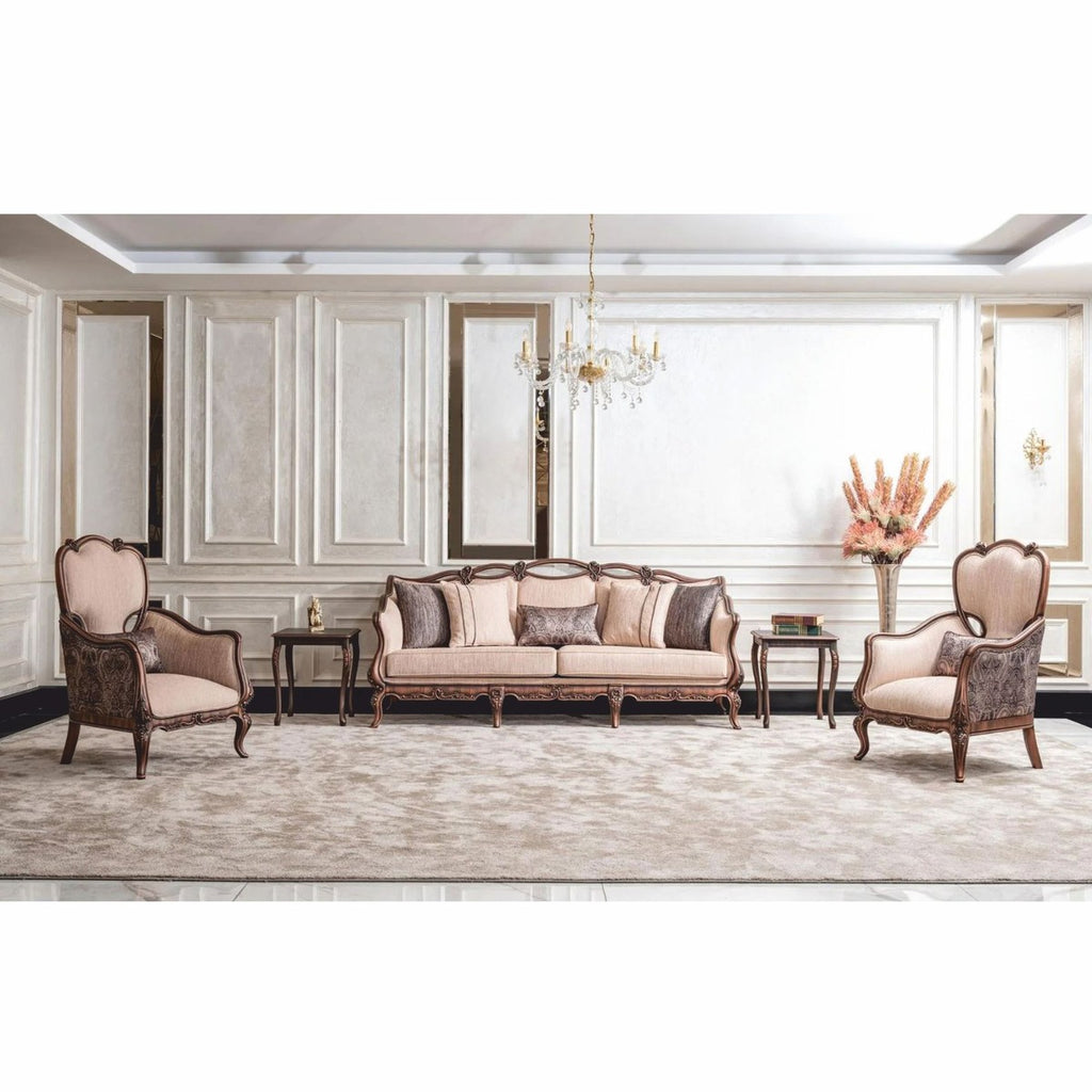 Casa Padrino Luxus Barock Wohnzimmer Sofa mit Kissen Beige / Braun 225 cm - Barock Möbel
