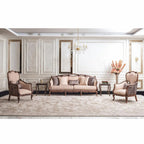 Casa Padrino Luxus Barock Wohnzimmer Sofa mit Kissen Beige / Braun 225 cm - Barock Möbel
