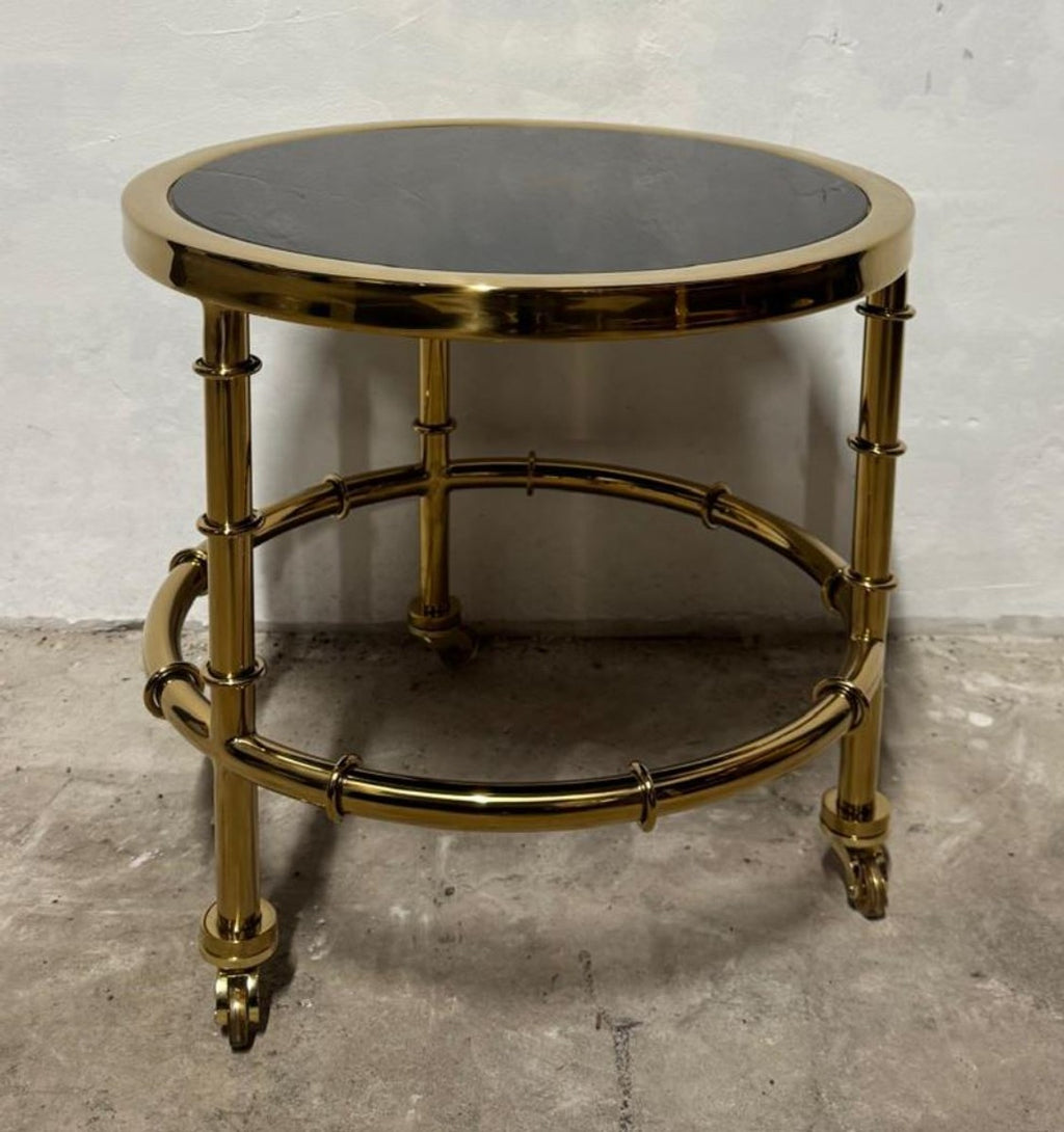 Casa Padrino Luxus Beistelltisch modern Design Gold / Schwarz Glas Ø 40 cm H. 40 cm