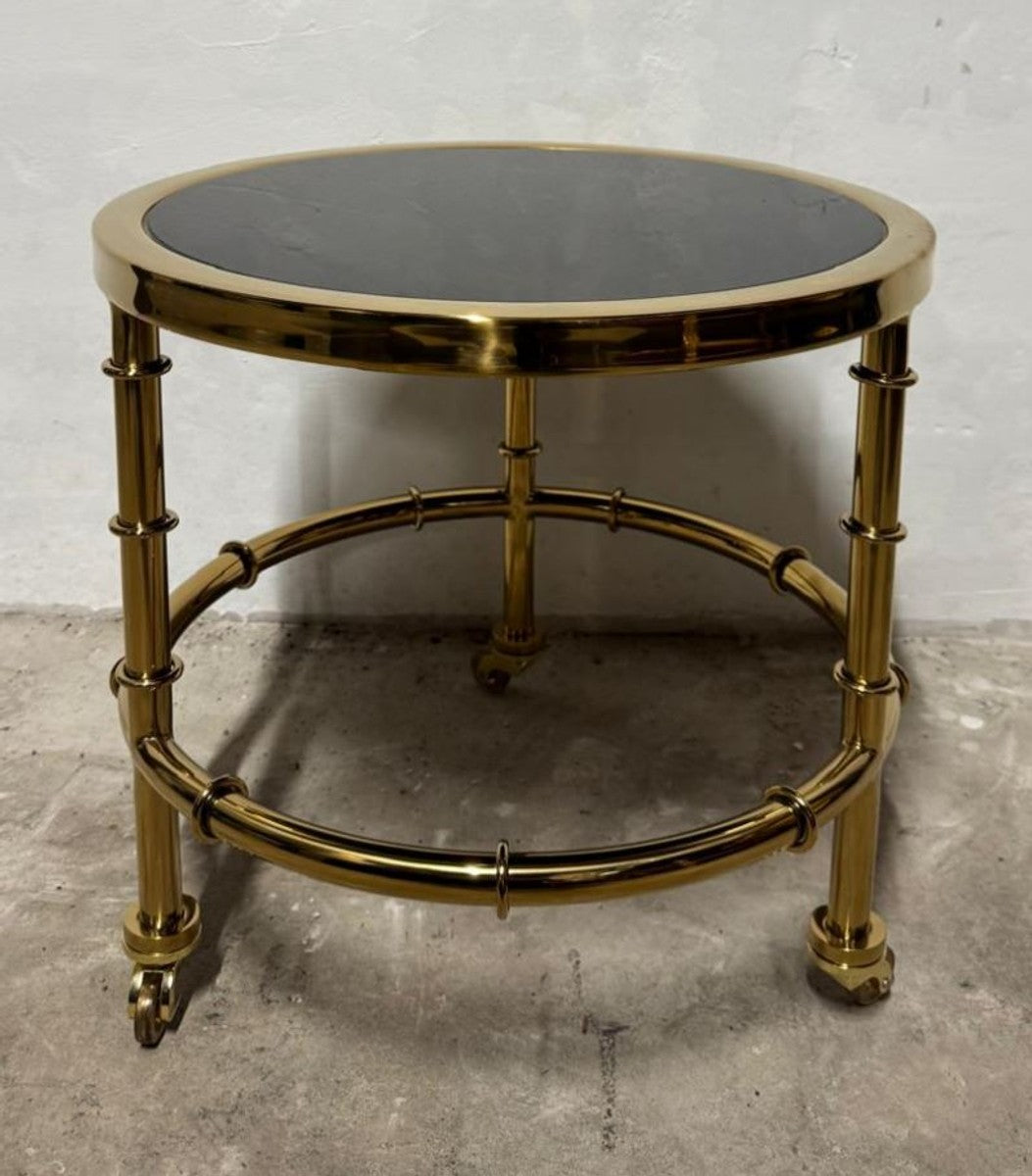 Casa Padrino Luxus Beistelltisch modern Design Gold / Schwarz Glas Ø 40 cm H. 40 cm