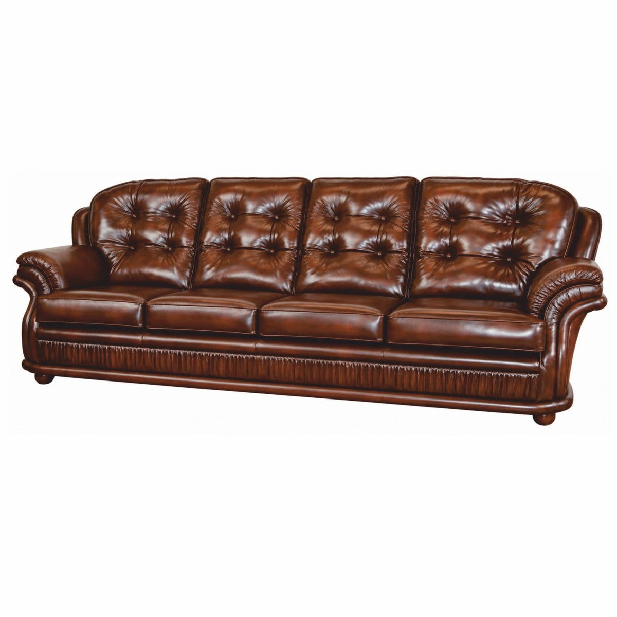 Casa Padrino Luxus Chesterfield Leder 4er Sofa Dunkelbraun 236 cm - Echtleder Möbel