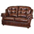 Casa Padrino Luxus Chesterfield Leder 2er Sofa Dunkelbraun 145 cm - Echtleder Möbel