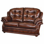 Casa Padrino Luxus Chesterfield Leder 2er Sofa Dunkelbraun 145 cm - Echtleder Möbel