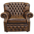Casa Padrino Luxus Chesterfield Leder Sessel Antik Braun / Dunkelbraun 97,6 cm - Echtleder Möbel
