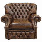 Casa Padrino Luxus Chesterfield Leder Sessel Antik Braun / Dunkelbraun 97,6 cm - Echtleder Möbel