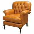 Casa Padrino Luxus Chesterfield Leder Sessel Vintage Senfbraun / Dunkelbraun 89 cm - Echtleder Möbel