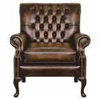 Casa Padrino Luxus Chesterfield Leder Sessel Antik Braun / Dunkelbraun 81,5 cm - Echtleder Möbel