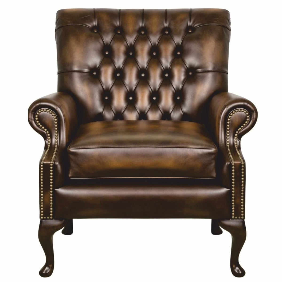 Casa Padrino Luxus Chesterfield Leder Sessel Antik Braun / Dunkelbraun 81,5 cm - Echtleder Möbel