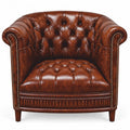 Casa Padrino Luxus Chesterfield Leder Sessel Cognac 76 cm - Echtleder Möbel