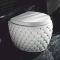 Casa Padrino Luxus WC Hochglanz Weiß / Gold 42 x 58 x H. 39 cm - Luxus Badezimmer Zubehör - Made in Italy